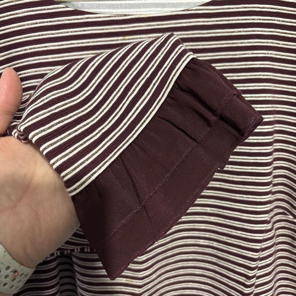 Talbots Striped Knit Top sz 3X Long Sleeve Ruffle Cuff Nautical Preppy Classic - Picture 5 of 7